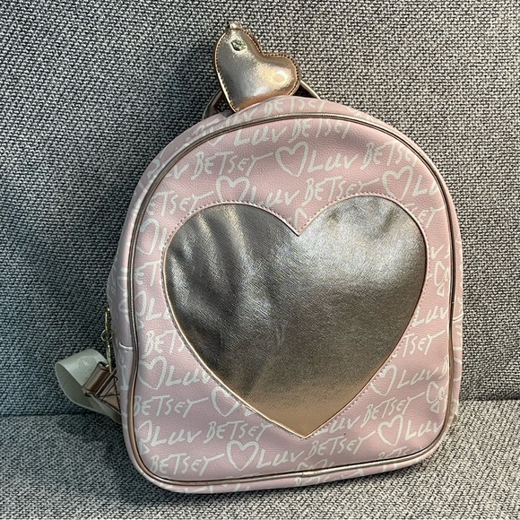 Betsey Johnson Pink and Gold Glam Backpack - Picture 1 of 16